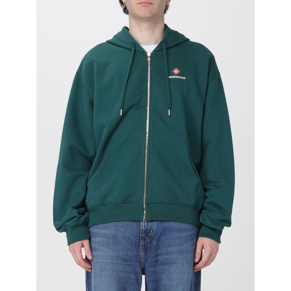 Casablanca Men Casablanca Relaxed Fit Cotton Hoodie With Zip And Contrast Logo